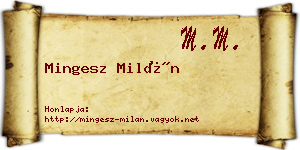 Mingesz Milán névjegykártya